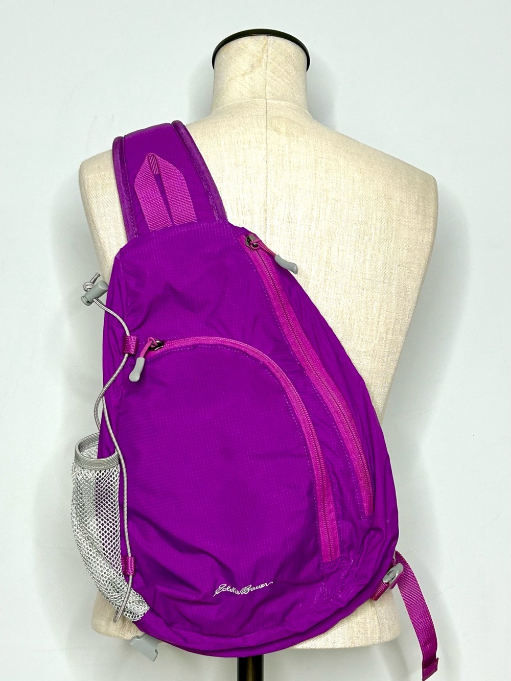 Eddie Bauer Ripstop Sling Pack in Pink and Purple Nylon